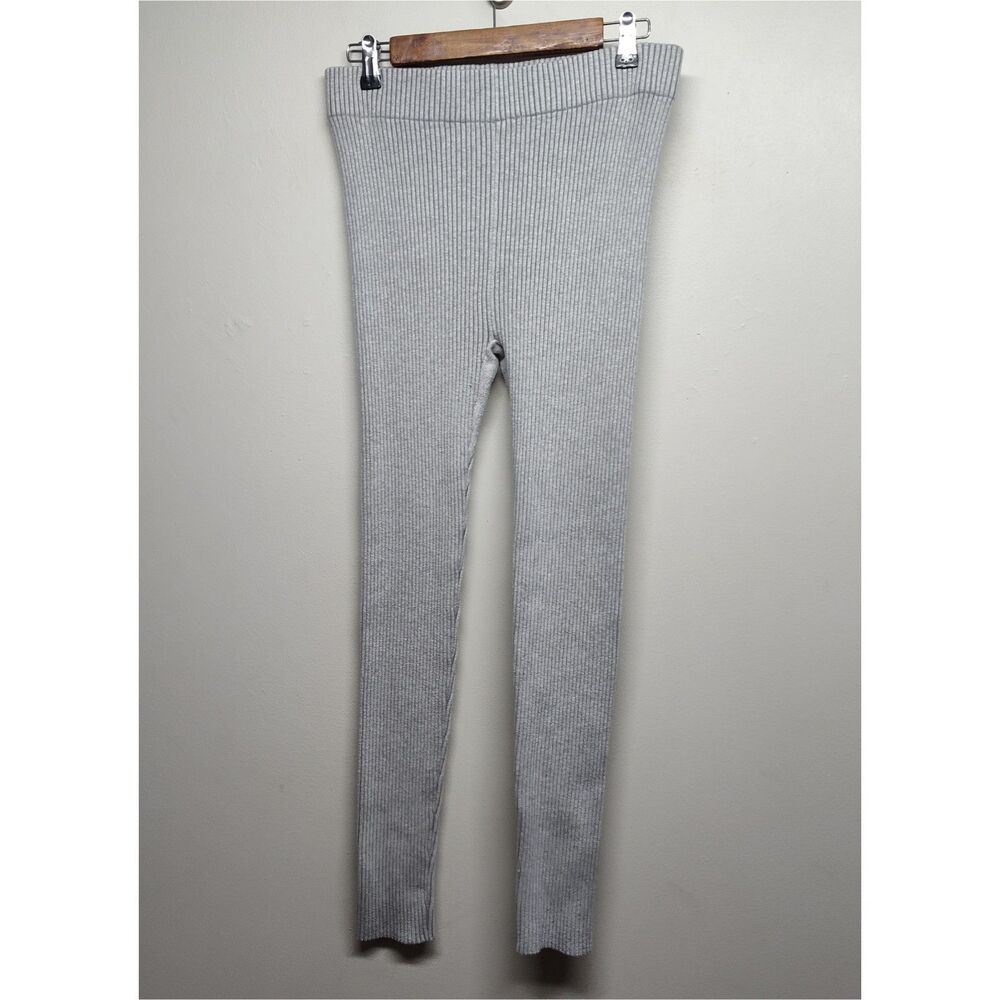 Lunya Ribbed Leggings Women Size L Gray Stretch Compression Athleisure Sporty